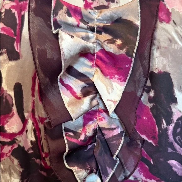 Ann Taylor Ruffled Front Sleeveless blouse Mauve and Pink - Picture 2 of 6